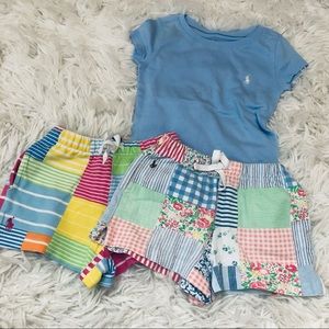 SOLD Polo Ralph Lauren Toddler girls 2 printed cotton shorts & blue T-shirt